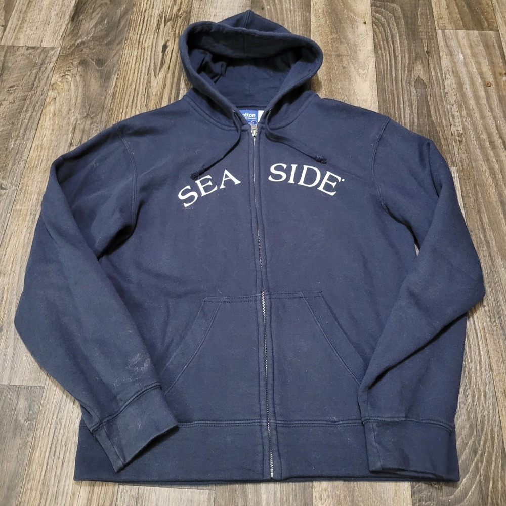 Womens Seaside Hoodie Size Small Full Zip Blue Big Cotton